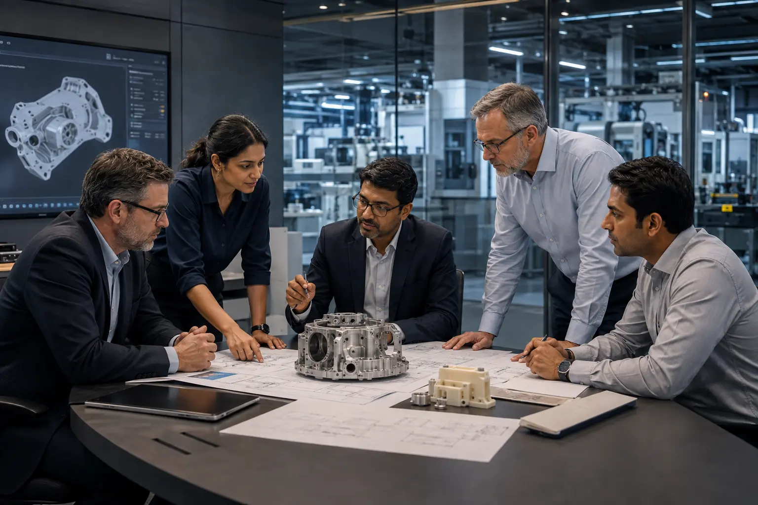 Business and engineering leaders building an advanced manufacturing partnership